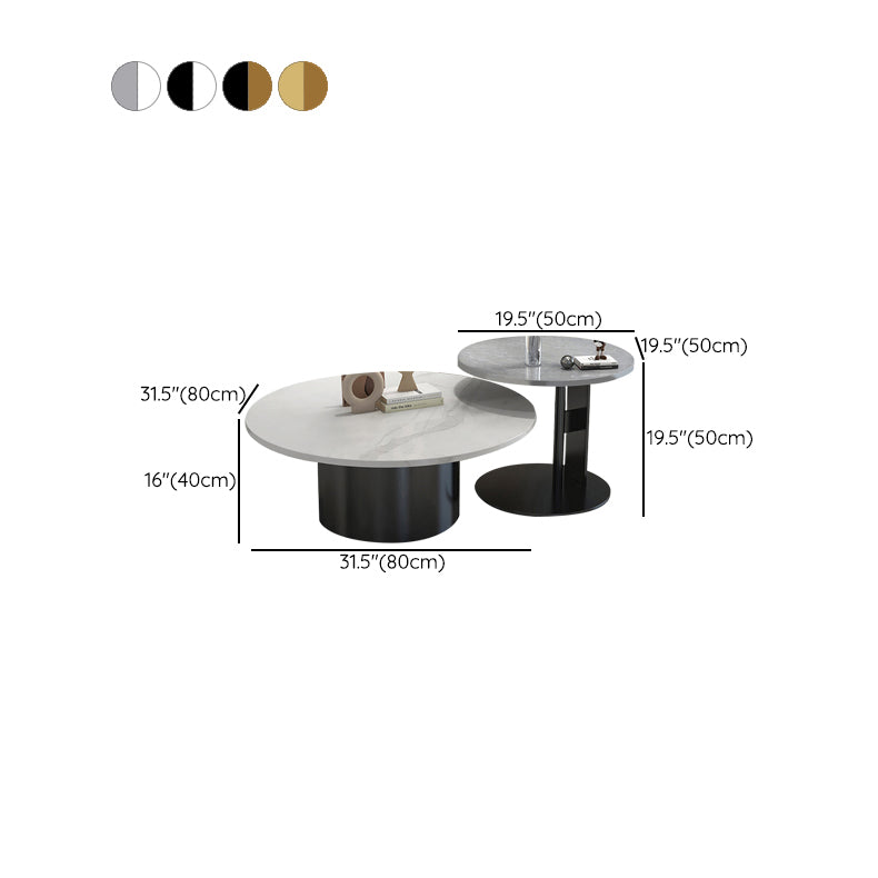 Pedestal Cocktail Table Contemporary Slate Top Coffee or End Table