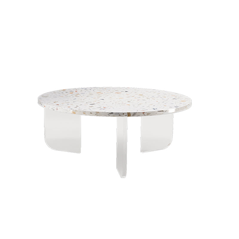 Round Terrazzo Coffee Cocktail Table Set with Acrylic/Ash Legs