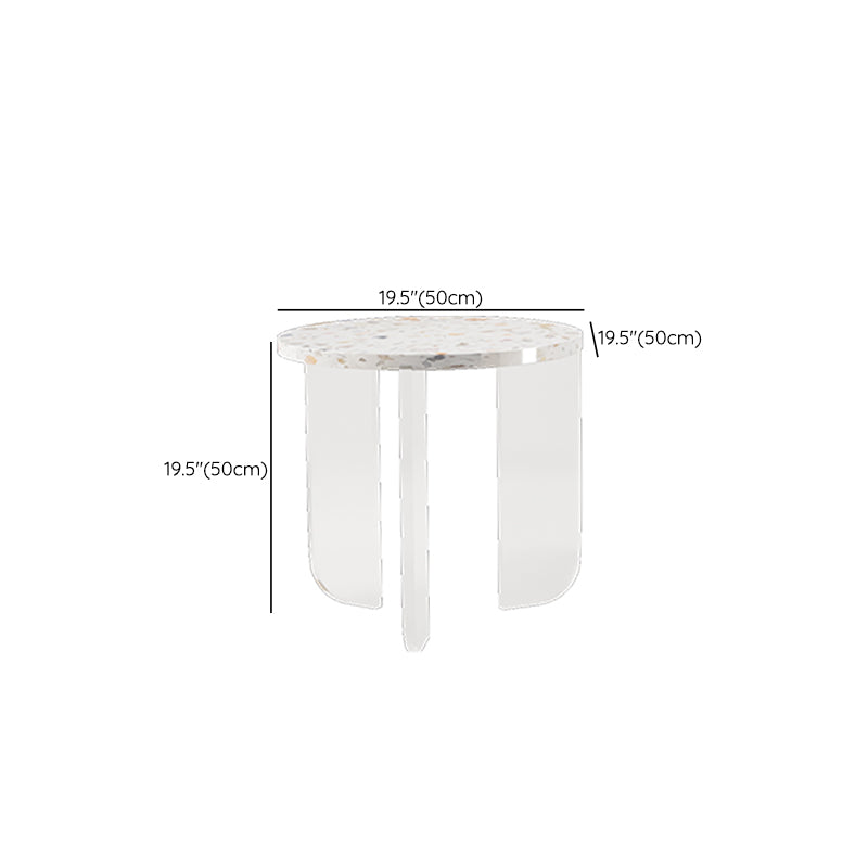 Round Terrazzo Coffee Cocktail Table Set with Acrylic/Ash Legs