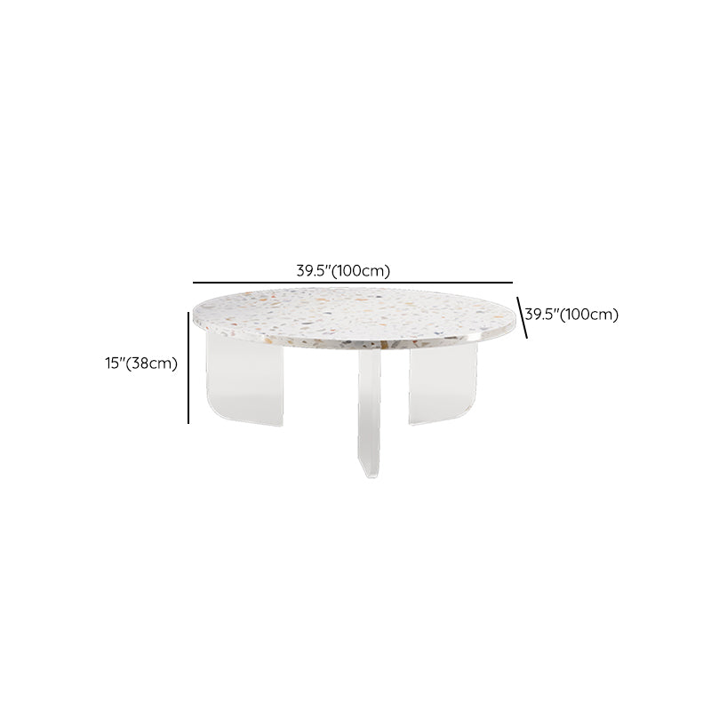 Round Terrazzo Coffee Cocktail Table Set with Acrylic/Ash Legs