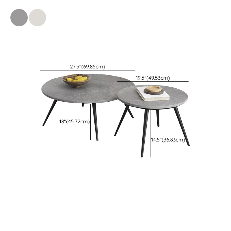 Slate Coffee Table Set Contemporary 4 Legs Coffee Cocktail Table