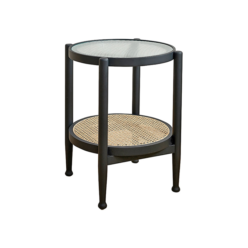 4 Legs Tropical Glass Coffee Table No Distressing Bunching Tables with Shelf