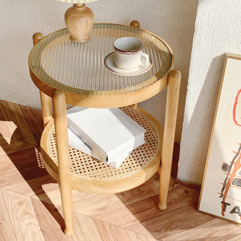 4 Legs Tropical Glass Coffee Table No Distressing Bunching Tables with Shelf