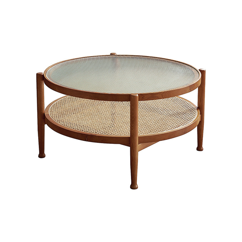 4 Legs Tropical Glass Coffee Table No Distressing Bunching Tables with Shelf