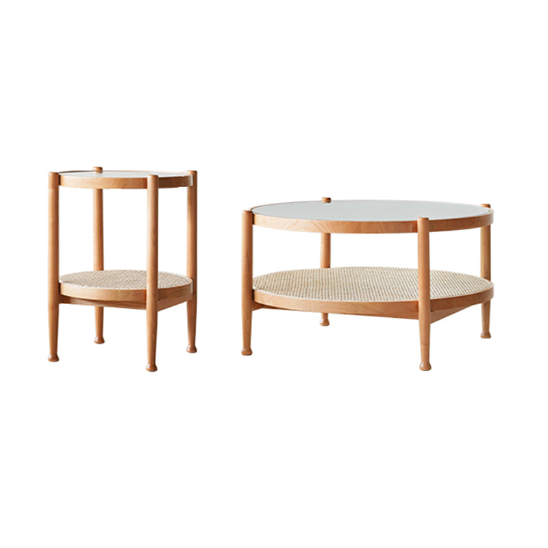 4 Legs Tropical Glass Coffee Table No Distressing Bunching Tables with Shelf