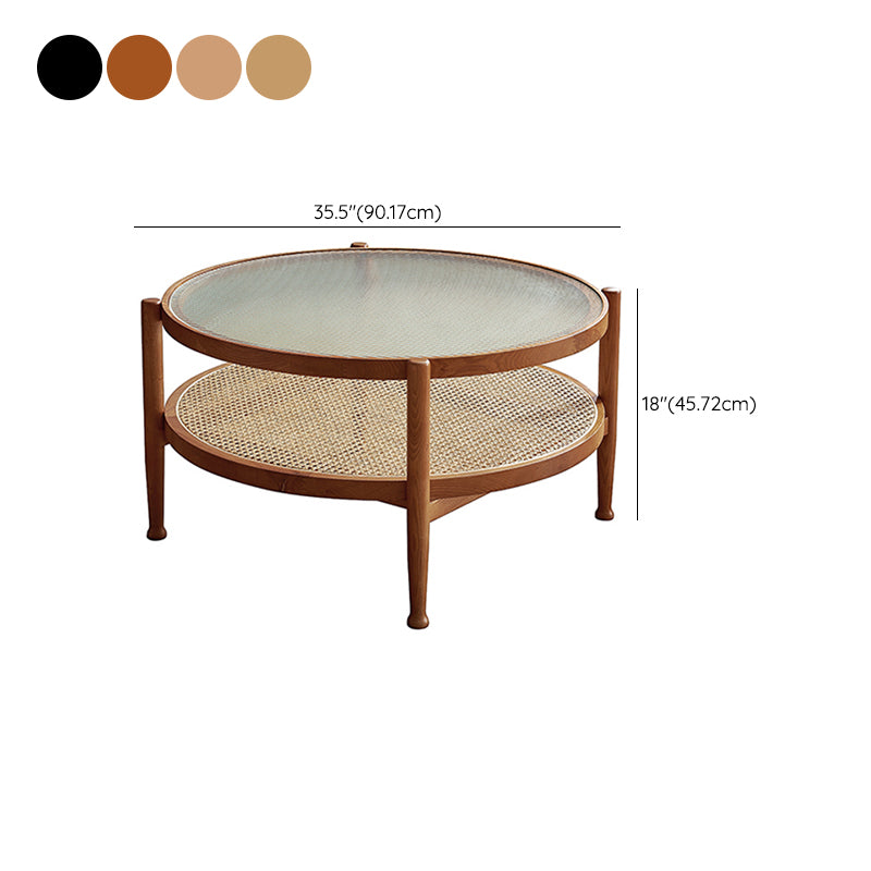 4 Legs Tropical Glass Coffee Table No Distressing Bunching Tables with Shelf