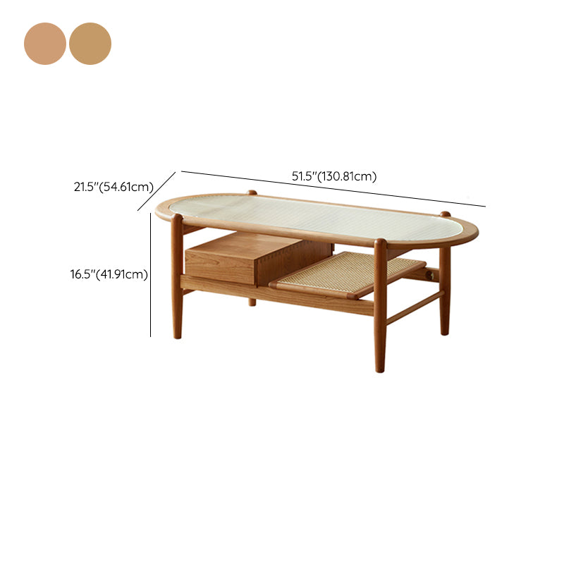 4 Legs Tropical Glass Coffee Table No Distressing Bunching Tables with Shelf