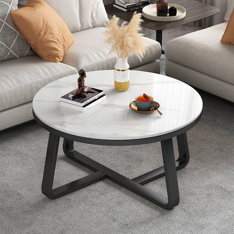 Slate and Metal Single Coffee Table Round Frame 1 Coffee Table