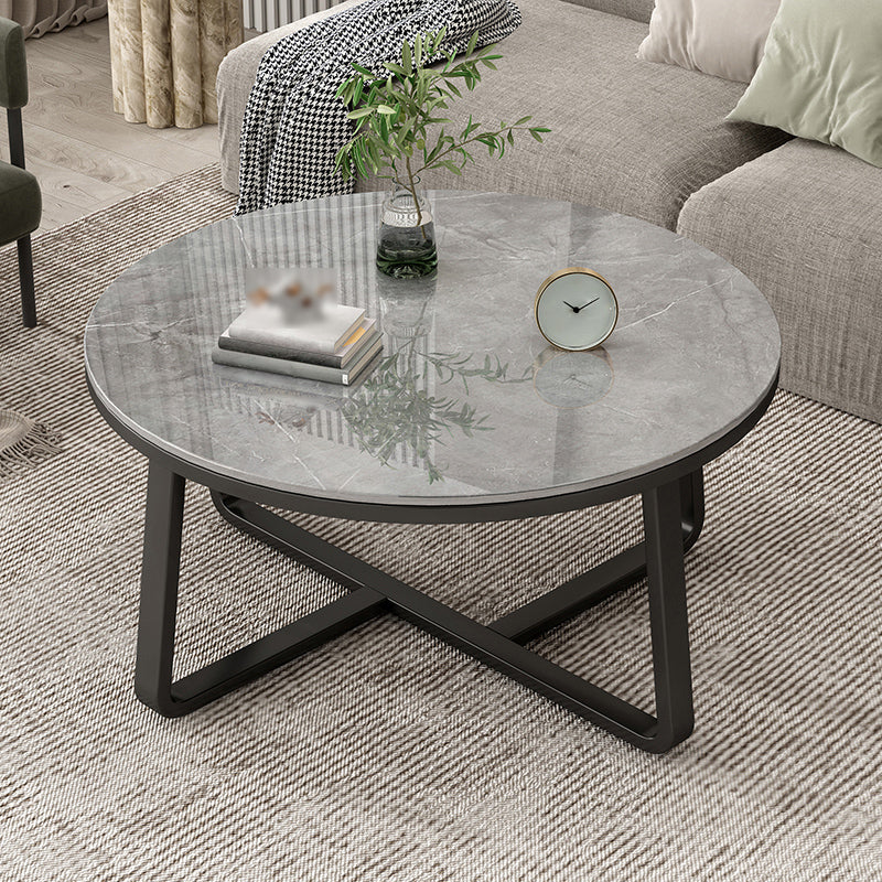 Slate and Metal Single Coffee Table Round Frame 1 Coffee Table