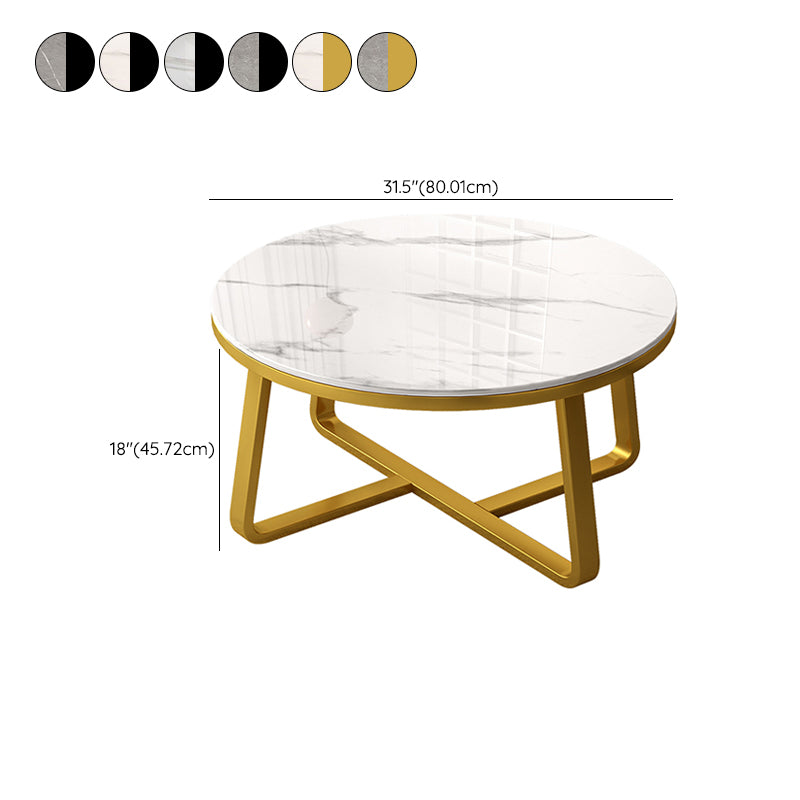 Slate and Metal Single Coffee Table Round Frame 1 Coffee Table