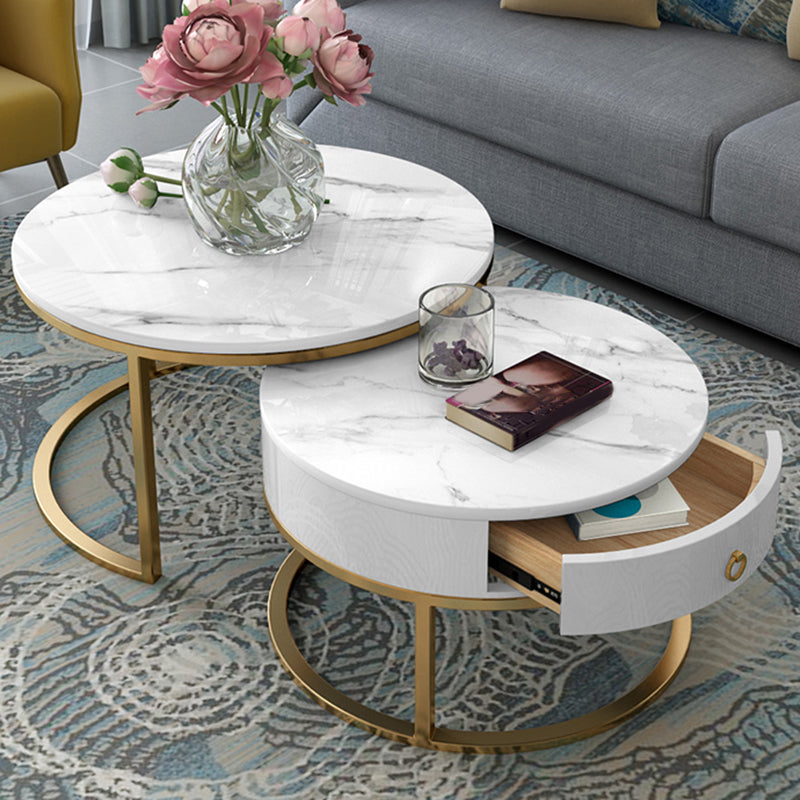 Round Nesting Coffee Table Set Round Frame Coffee Table with Drawer