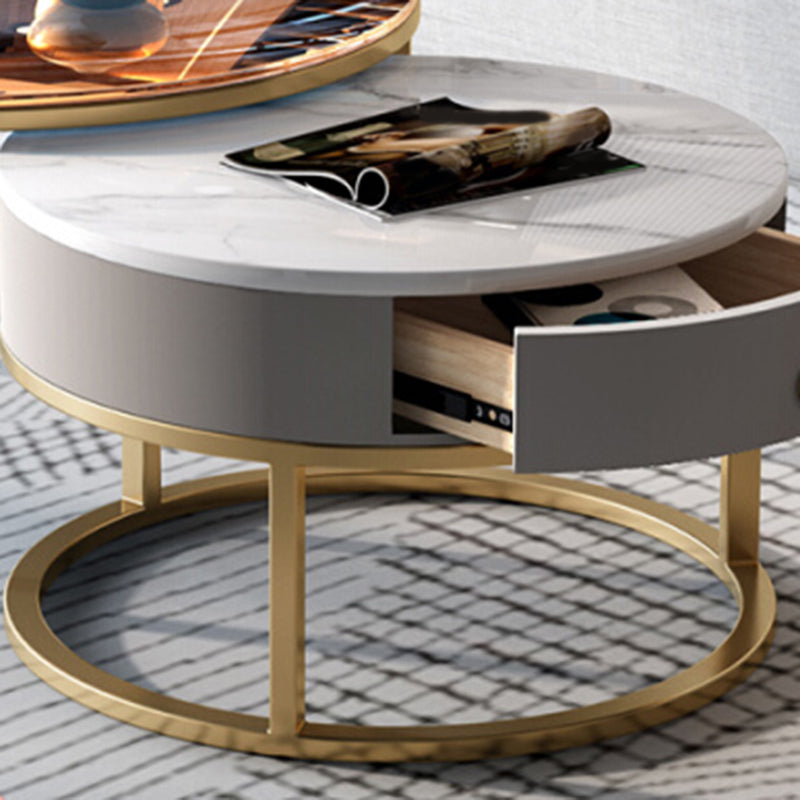 Round Nesting Coffee Table Set Round Frame Coffee Table with Drawer