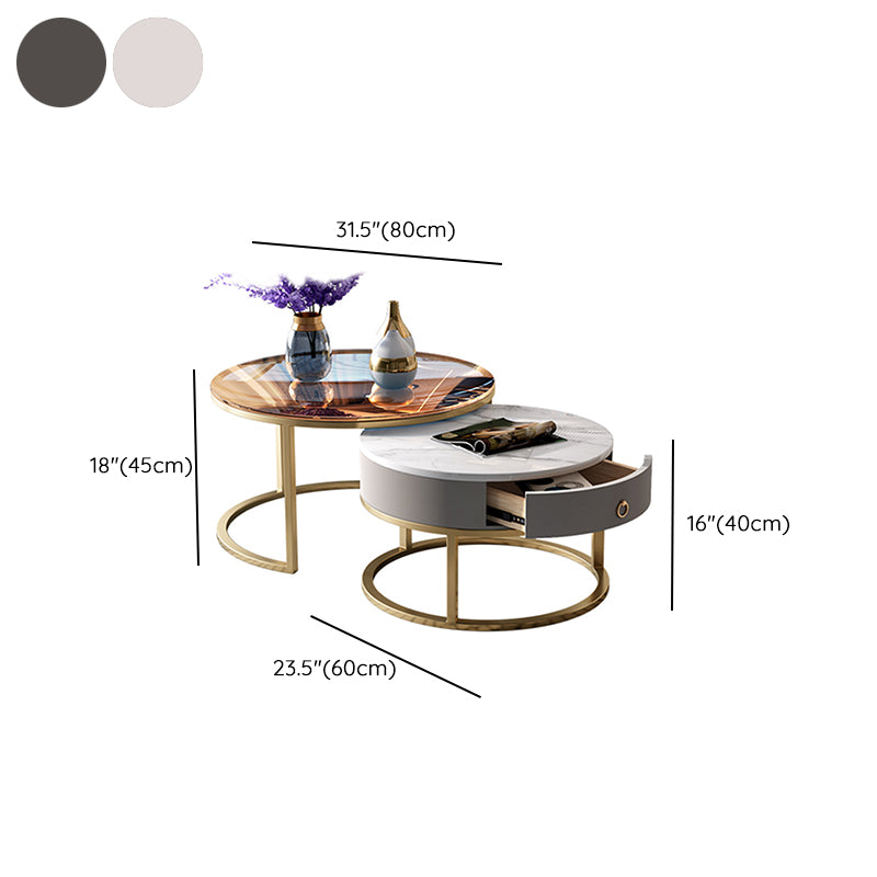 Round Nesting Coffee Table Set Round Frame Coffee Table with Drawer