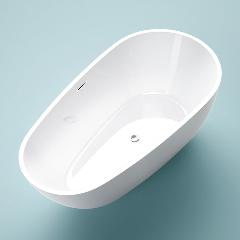 Acrylic Freestanding Bath Oval White Modern Back to Wall Bathtub