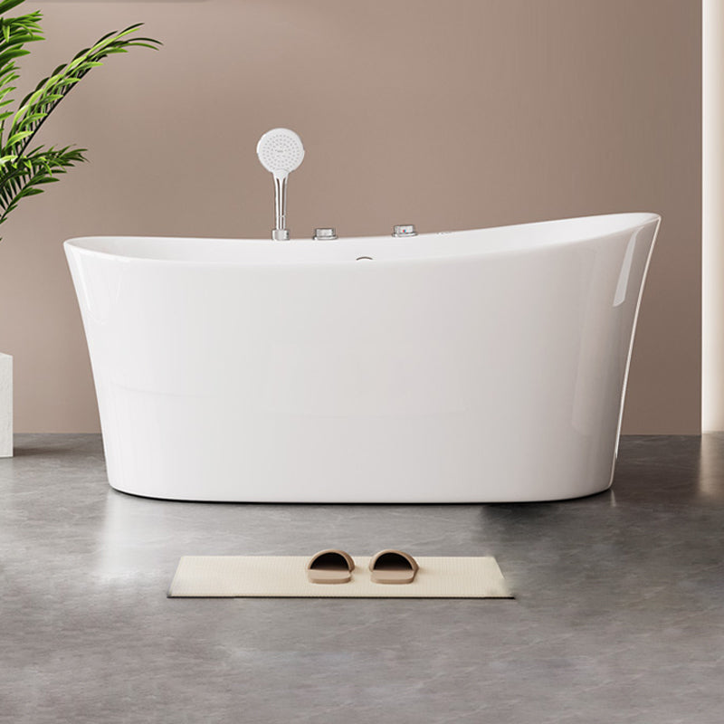 Acrylic Freestanding Bathtub Oval Modern Back to Wall Soaking Bath