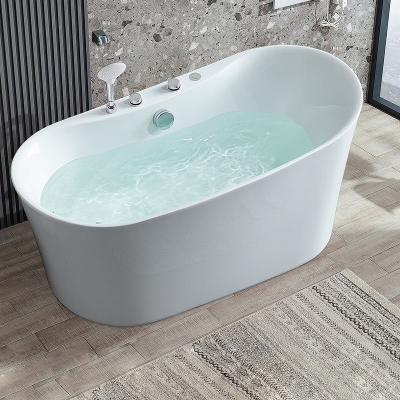 Acrylic Freestanding Bathtub Oval Modern Back to Wall Soaking Bath