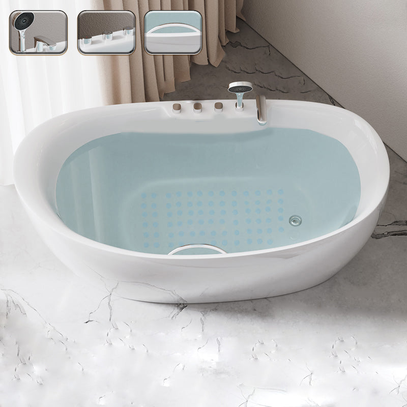 Acrylic Freestanding Bathtub Oval Modern Back to Wall Soaking Bath