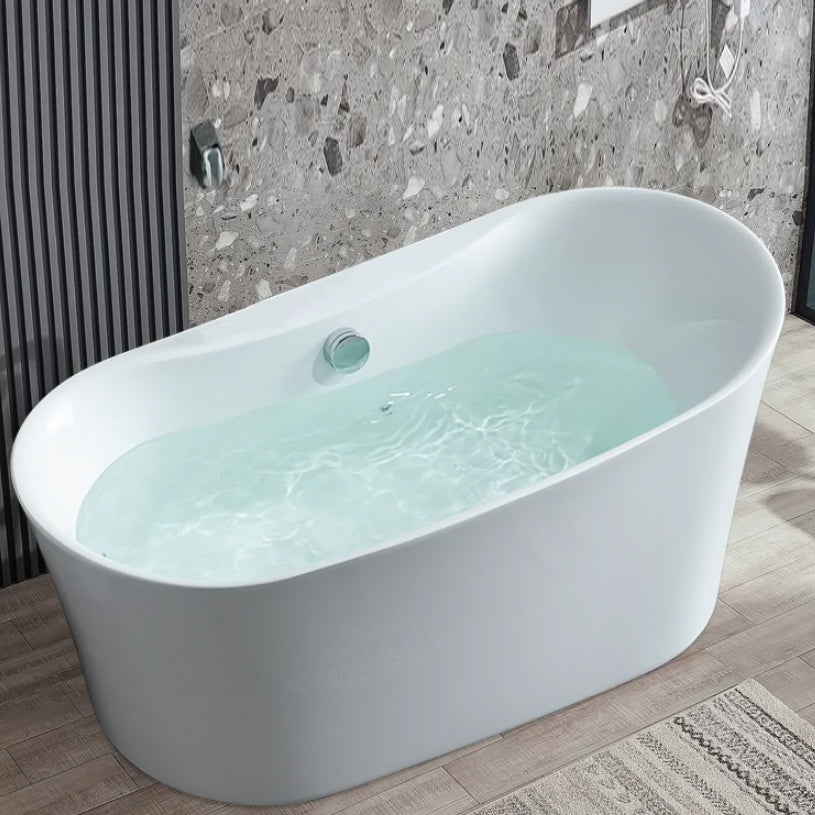 Acrylic Freestanding Bathtub Oval Modern Back to Wall Soaking Bath