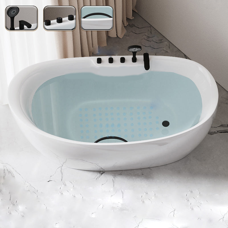 Acrylic Freestanding Bathtub Oval Modern Back to Wall Soaking Bath
