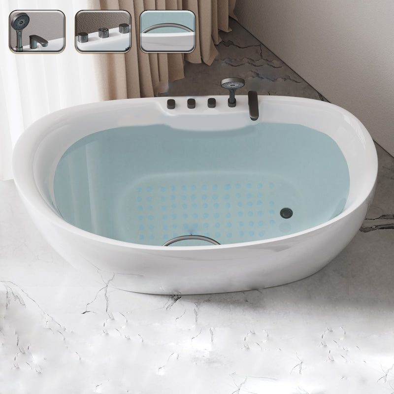 Acrylic Freestanding Bathtub Oval Modern Back to Wall Soaking Bath