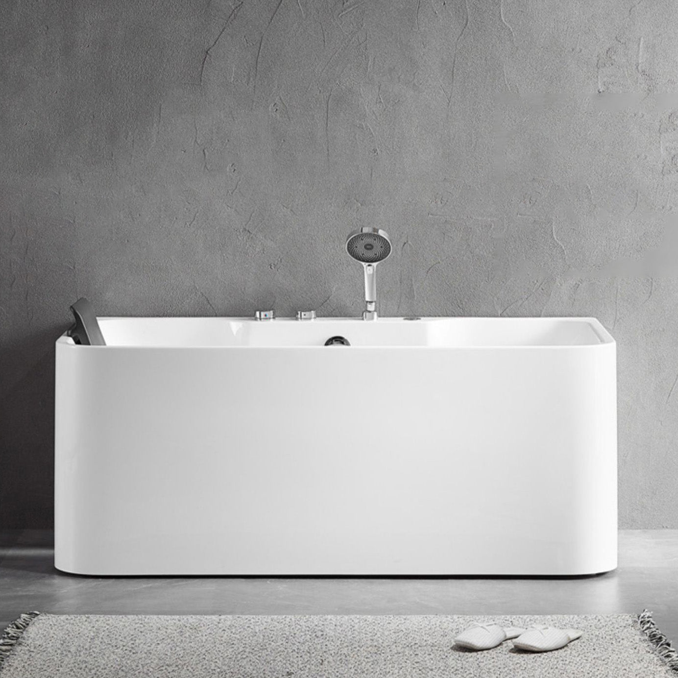 Modern Soaking Bathtub Antique Finish Rectangular Back to Wall Bath Tub