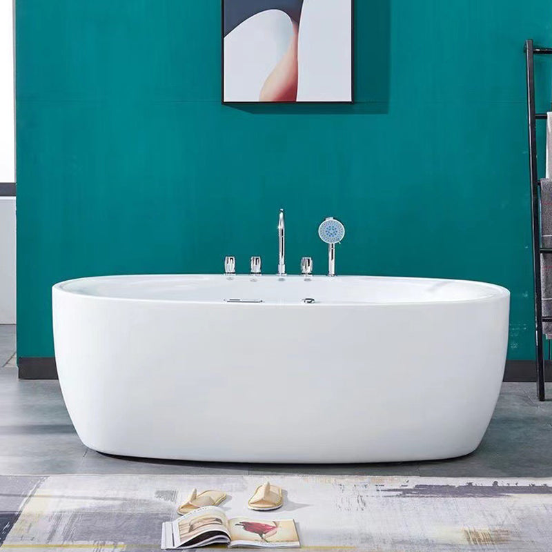 Freestanding Bath Acrylic Soaking White Heater Included Bathtub