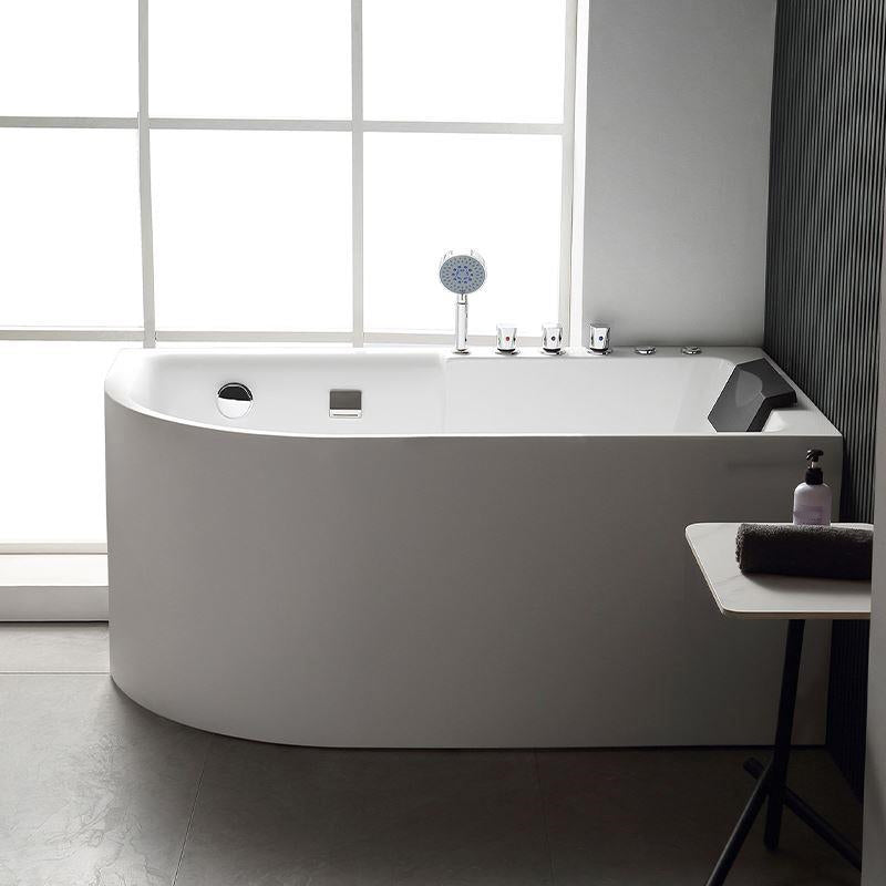 Acrylic Corner Bathtub Soaking White Modern Back to Wall Bath