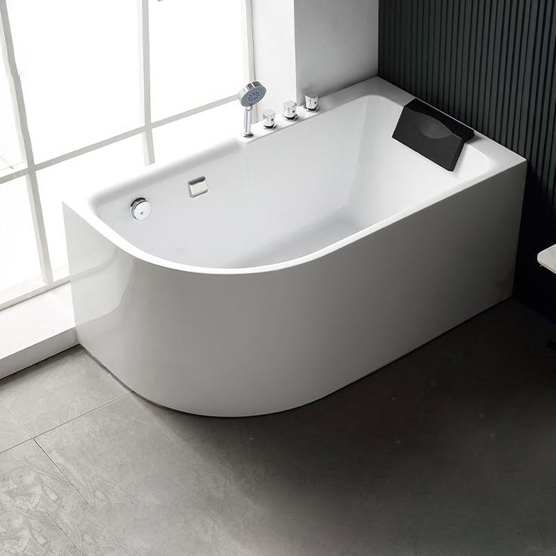 Acrylic Corner Bathtub Soaking White Modern Back to Wall Bath