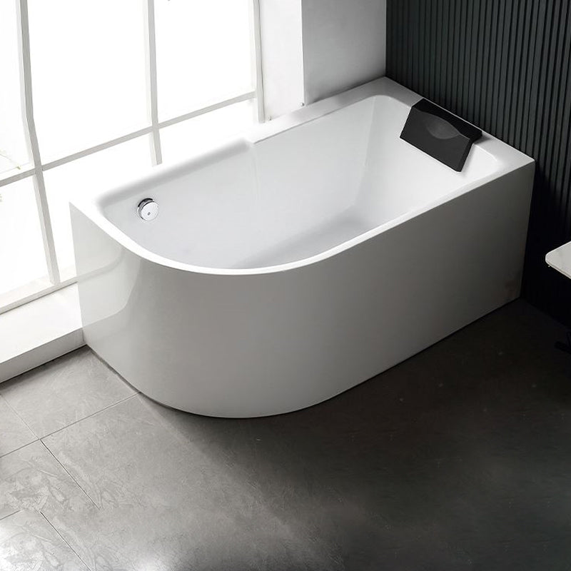 Acrylic Corner Bathtub Soaking White Modern Back to Wall Bath
