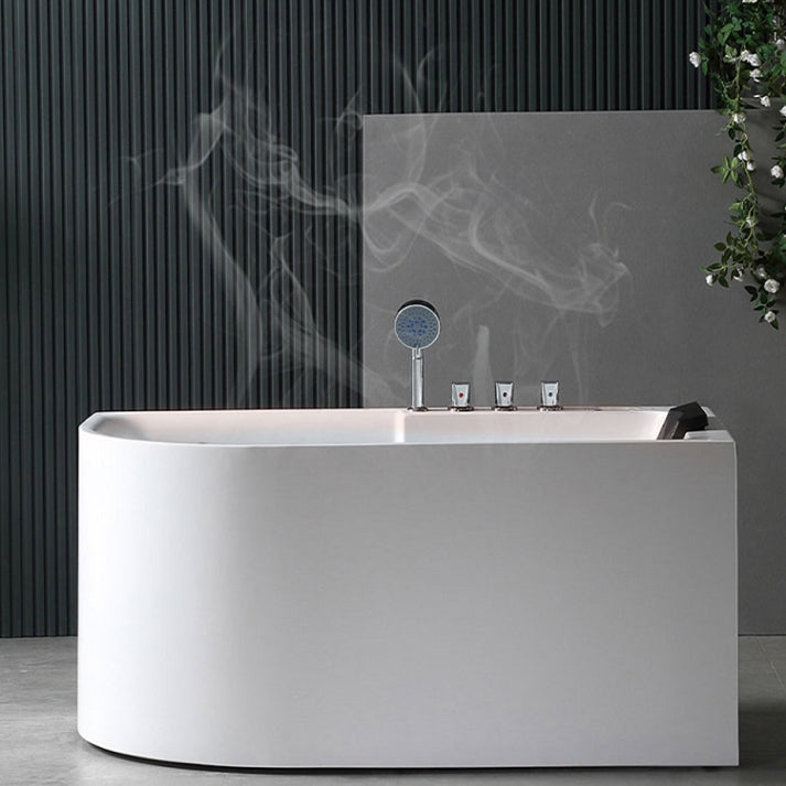 Acrylic Corner Bathtub Soaking White Modern Back to Wall Bath