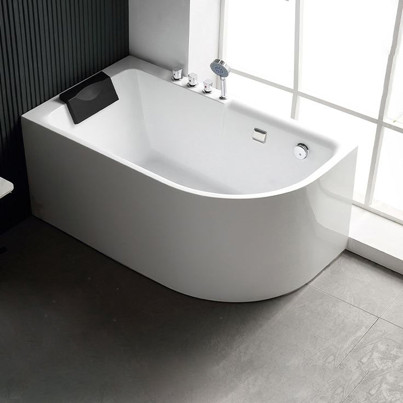 Acrylic Corner Bathtub Soaking White Modern Back to Wall Bath