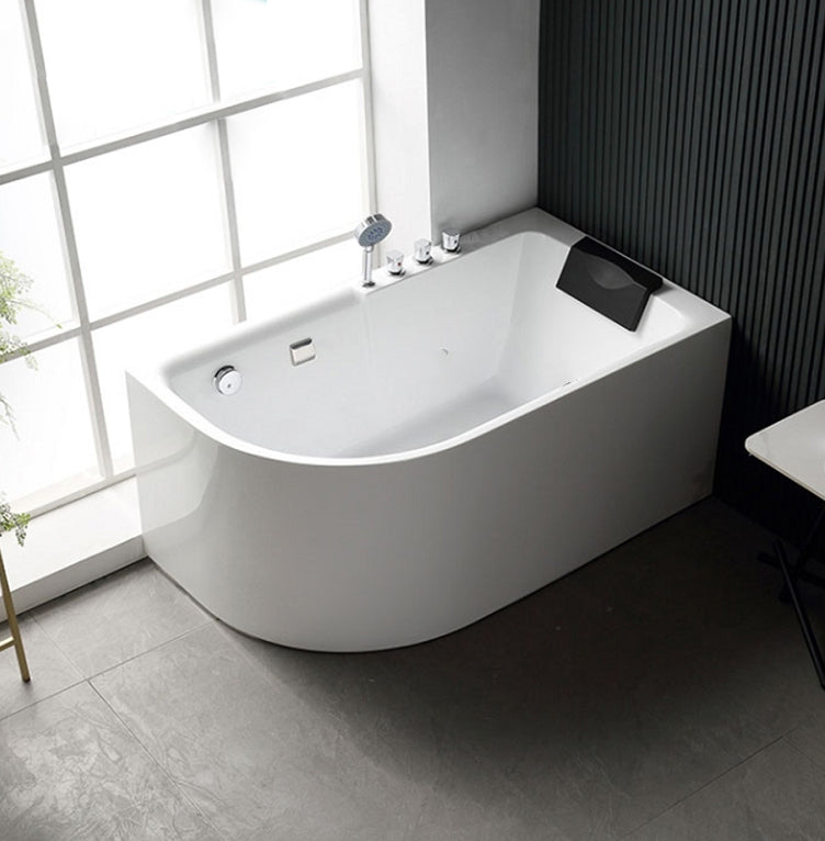 Acrylic Corner Bathtub Soaking White Modern Back to Wall Bath