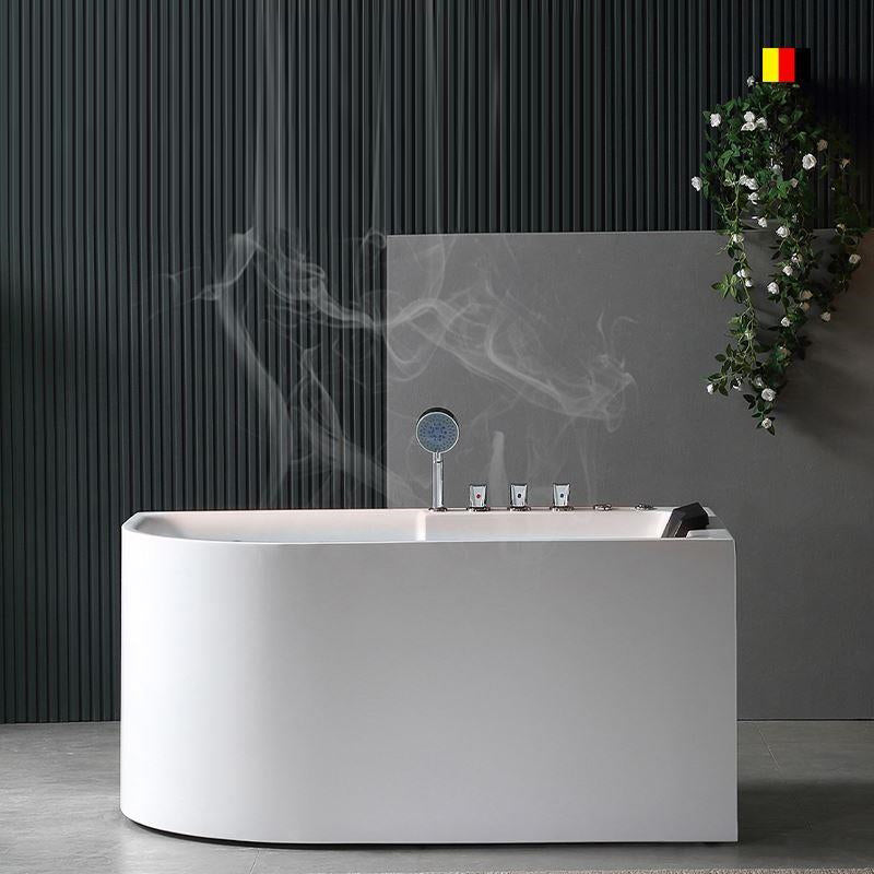 Acrylic Corner Bathtub Soaking White Modern Back to Wall Bath