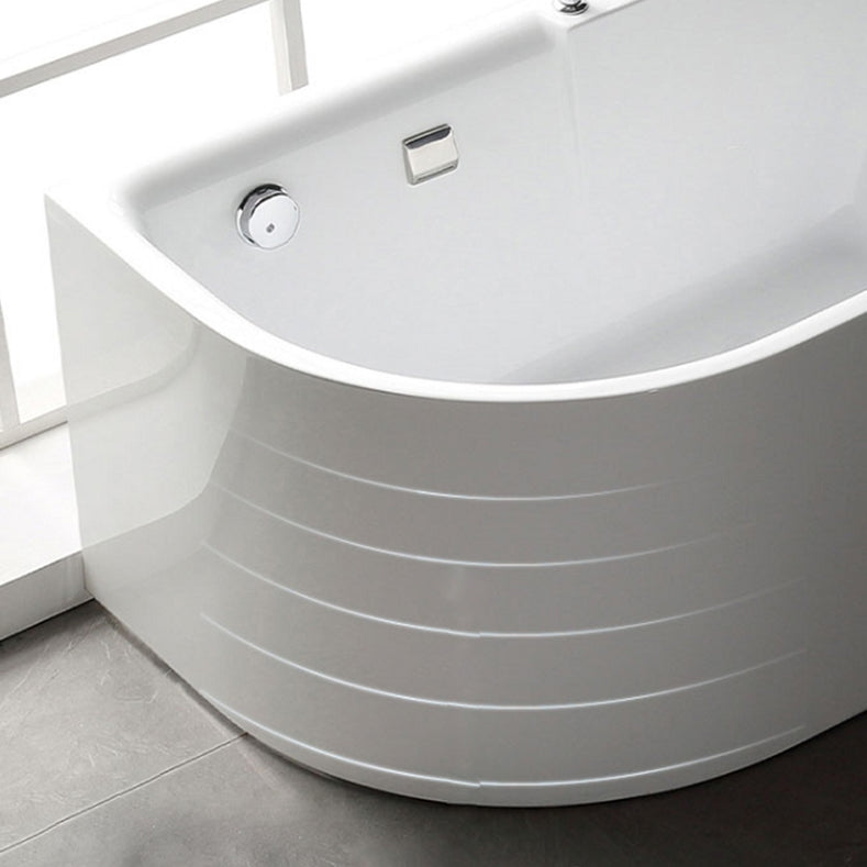 Acrylic Corner Bathtub Soaking White Modern Back to Wall Bath