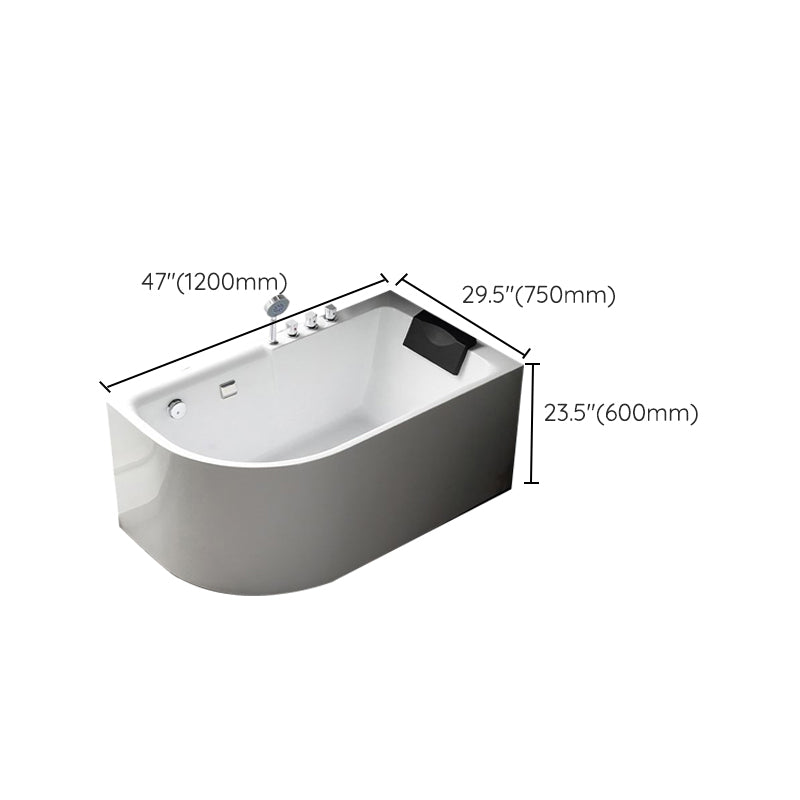 Acrylic Corner Bathtub Soaking White Modern Back to Wall Bath