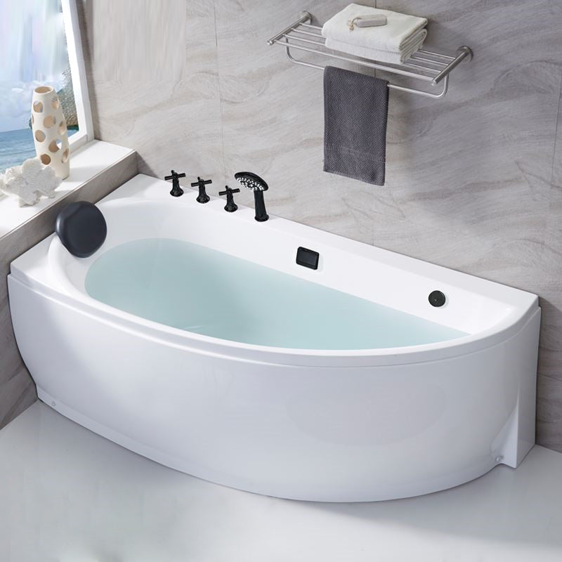 Modern Acrylic Bath Corner Soaking Back to Wall White Modern Bathtub