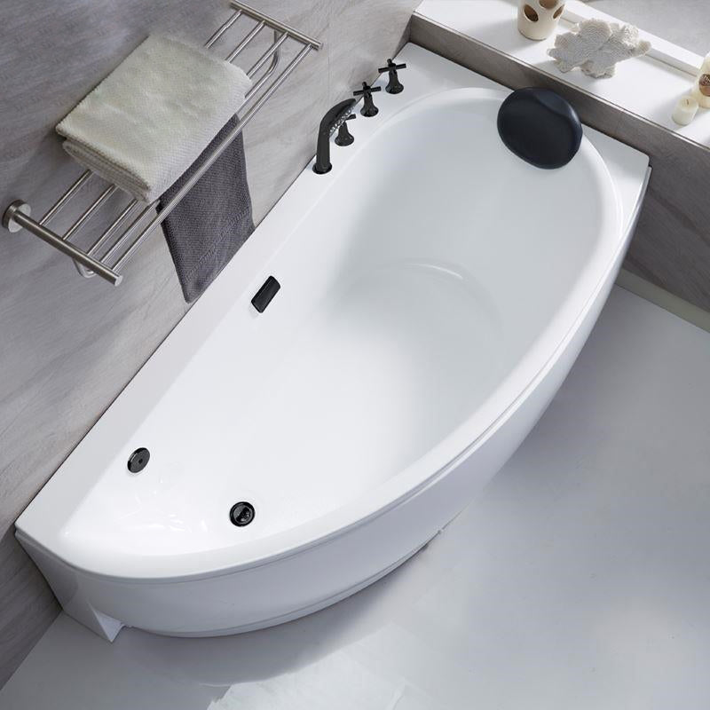 Modern Acrylic Bath Corner Soaking Back to Wall White Modern Bathtub