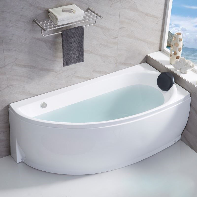 Modern Acrylic Bath Corner Soaking Back to Wall White Modern Bathtub