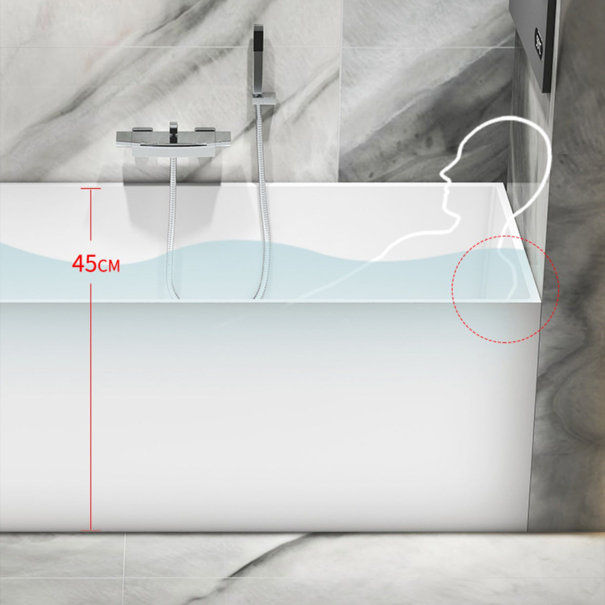 Flat Bottom Rectangular Bathtub Antique Finish Modern Bath Tub