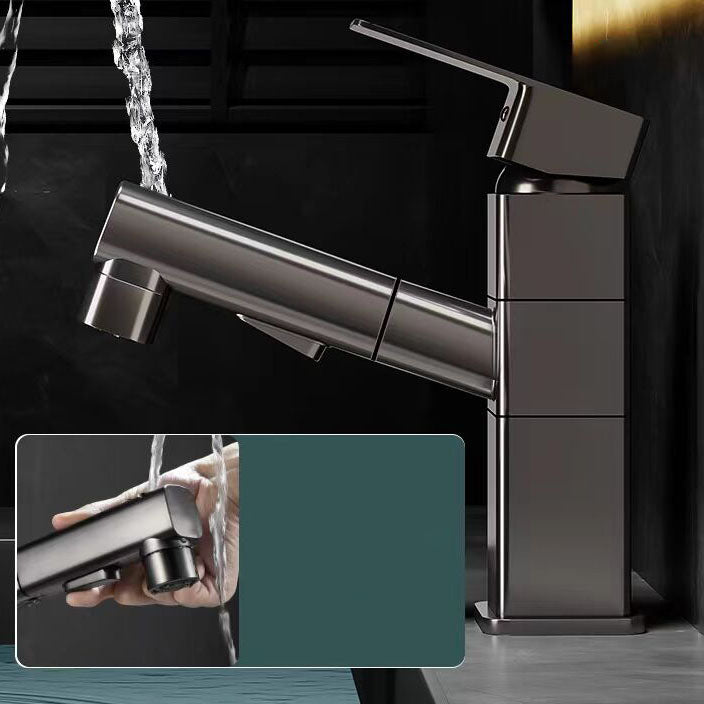 Bathroom Vessel Faucet Swivel Spout Single Handle Faucet with Pull down Sprayer