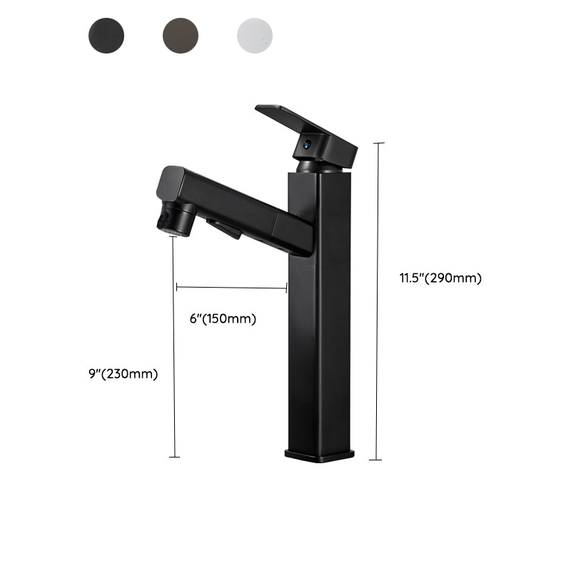 Bathroom Vessel Faucet Swivel Spout Single Handle Faucet with Pull down Sprayer