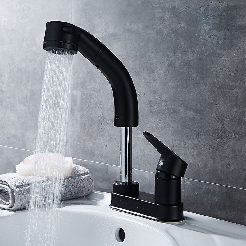 Modern Vessel Sink Bathroom Faucet Swivel Spout 2 Hole Faucets with Pull down Sprayer
