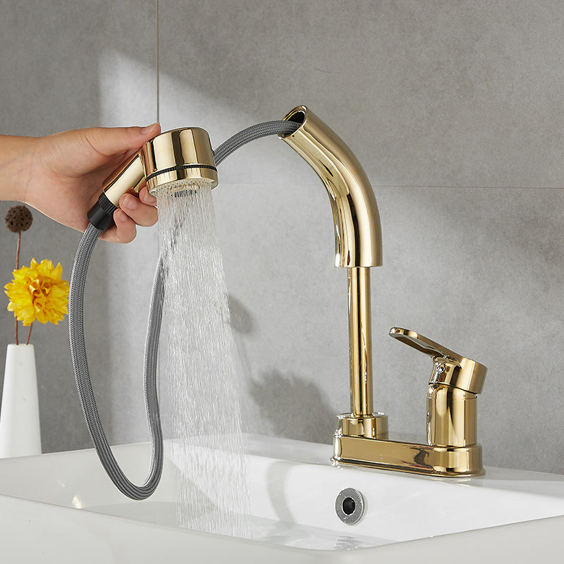 Modern Vessel Sink Bathroom Faucet Swivel Spout 2 Hole Faucets with Pull down Sprayer