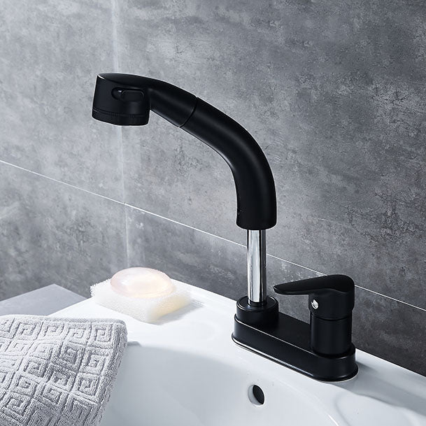 Modern Vessel Sink Bathroom Faucet Swivel Spout 2 Hole Faucets with Pull down Sprayer