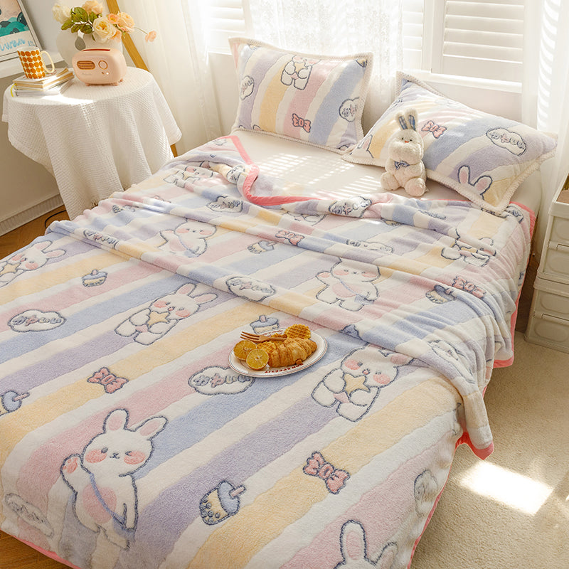 Popular Fitted Sheet Cartoon Printed Non-Pilling Fade Resistant Flannel Fitted Sheet