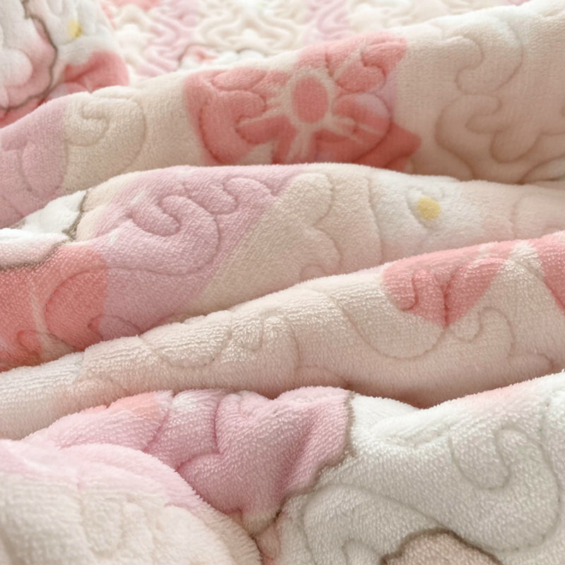 Vintage Bed Sheet Cartoon Printed Soft Flannel Non-Pilling Bed Sheet Set
