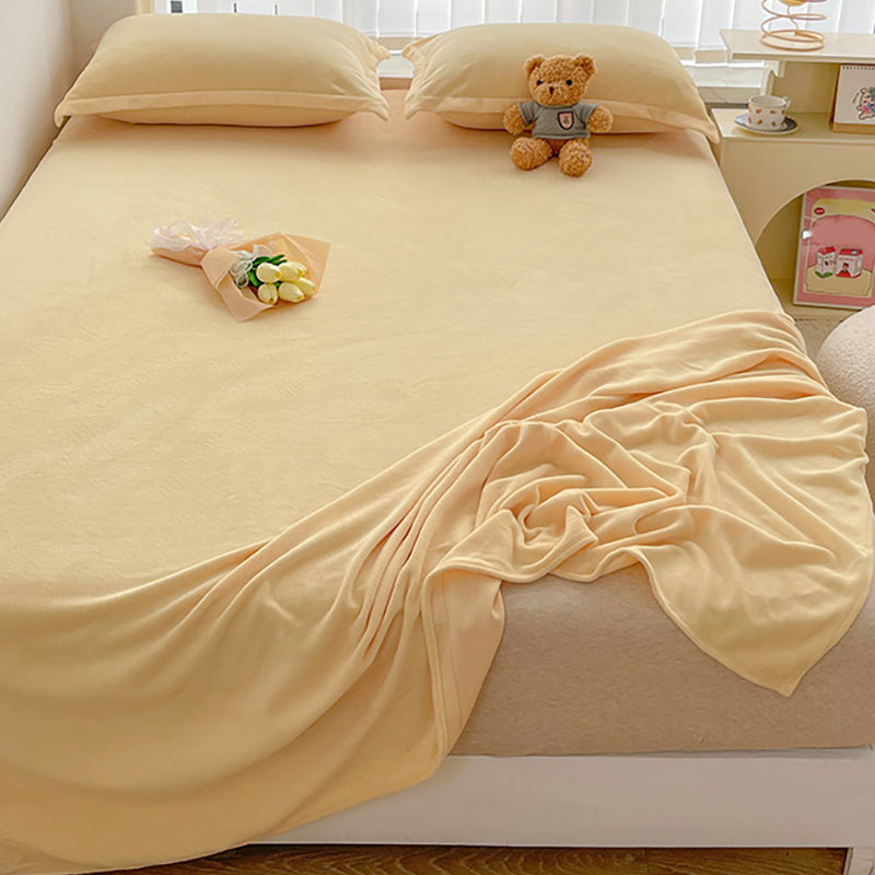 Solid Color Bed Sheet Set 100 Cotton Flannel Ultra Soft Bed Sheet Set