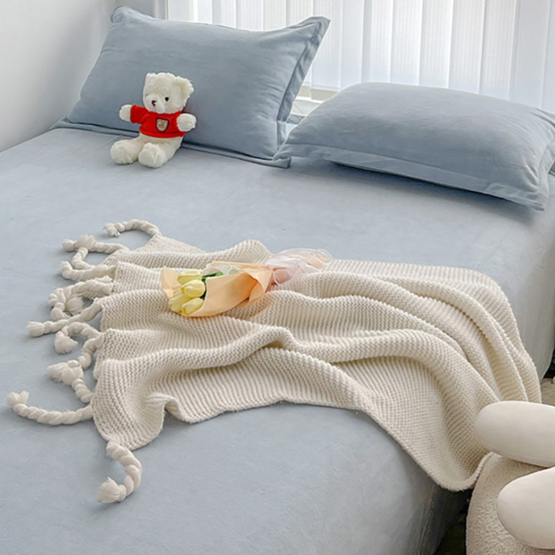 Solid Color Bed Sheet Set 100 Cotton Flannel Ultra Soft Bed Sheet Set