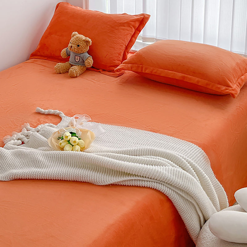 Solid Color Bed Sheet Set 100 Cotton Flannel Ultra Soft Bed Sheet Set
