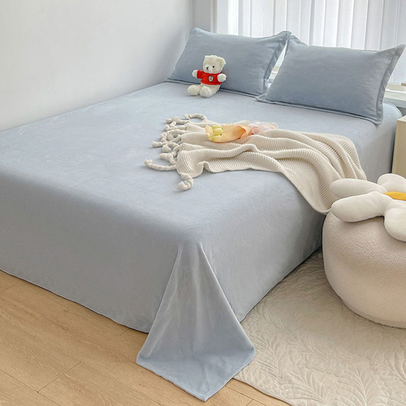 Solid Color Bed Sheet Set 100 Cotton Flannel Ultra Soft Bed Sheet Set